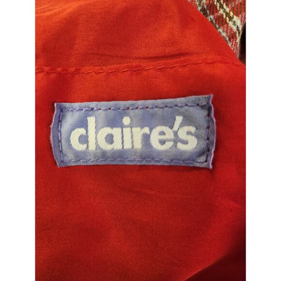CLAIRE\'S Plaid Flannel Backpack Red Faux Leather Fall School Cowgirl Farmgirl main image 7
